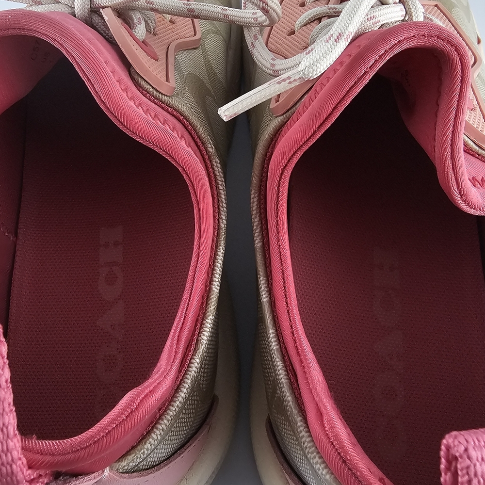 Coach Signature 270 Shoes Women's Size 10 Tech Runner Tan Pink Lace Up Sneakers - Picture 9 of 16